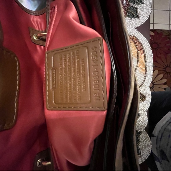 Coach Peyton Signature Sateen Khaki/Brown Python Embossed Leather, Flap Bag. EUC - Picture 10 of 10